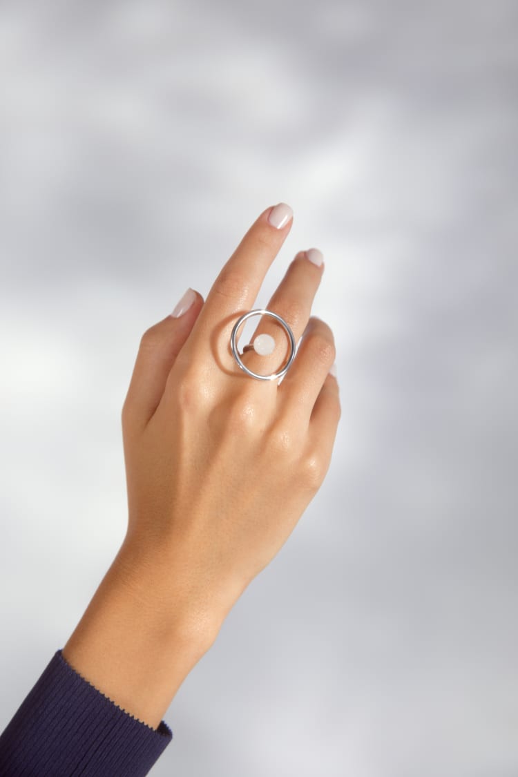 Runder Silber-Perlenring