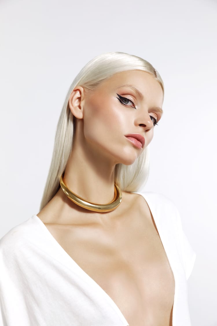 Goldene, runde, minimalistische Choker-Halskette