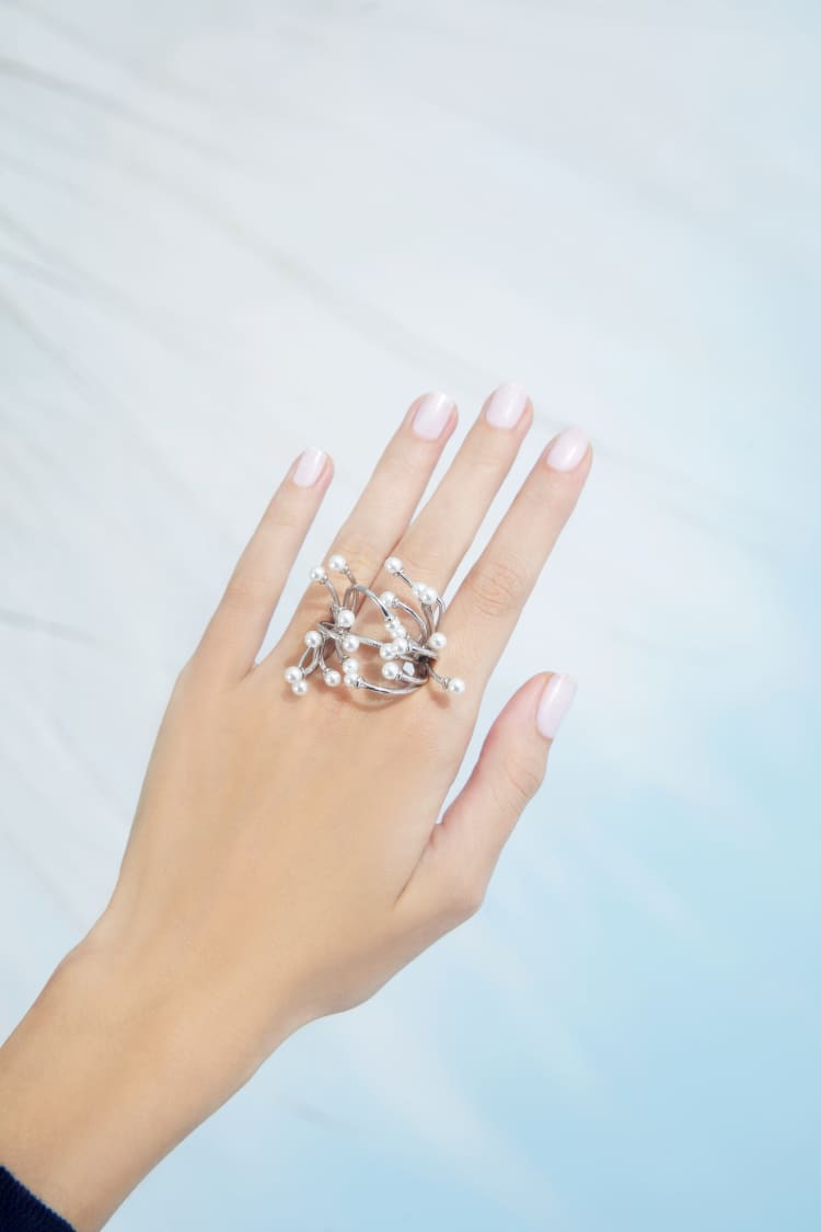 Silberner Mini-Perlen-Ring