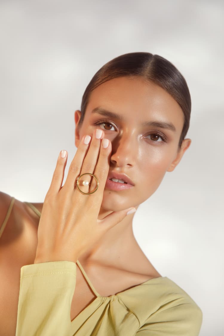 Runder Gold-Perlenring