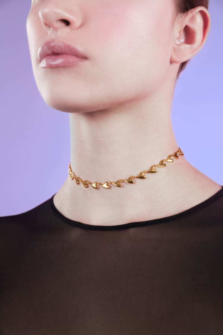 Goldener Herzketten-Choker