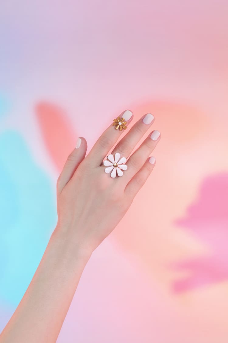 Goldenes Blumen-Ring-Set