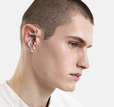 organischer ohrclip zum umwickeln aus silber