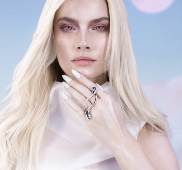 Doppel-Finger-Tropfen-Ring - Silber