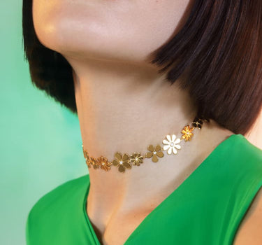 Goldene Blumen-Choker-Halskette