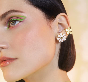 Gänseblümchen-Ohrring- und Ear-Cuff-Set