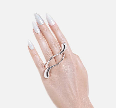 Doppel-Finger-Tropfen-Ring - Silber