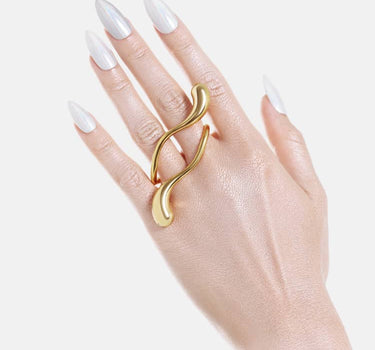 Doppel-Finger-Tropfen-Ring - Gold