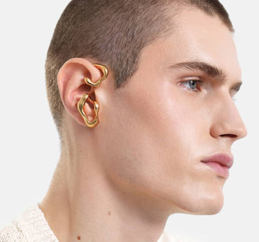 organischer ohrclip zum umwickeln aus gold