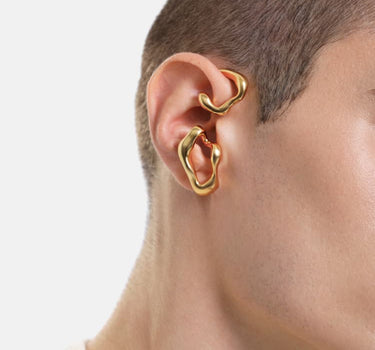 organischer ohrclip zum umwickeln aus gold