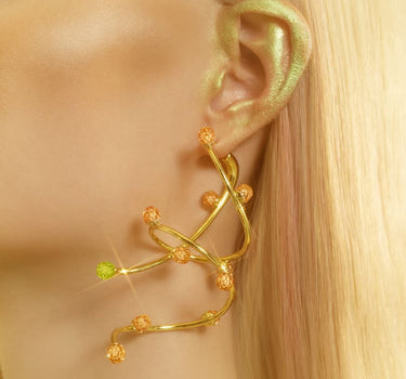 Goldene Statement-Tropfenohrringe mit Opal- und Topaskristallen