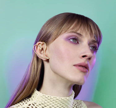 Goldener Full-Ear-Cuff in Herzform