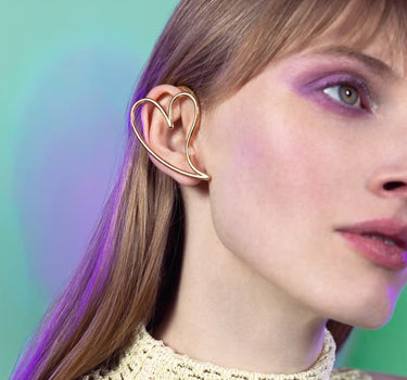 Goldener Full-Ear-Cuff in Herzform