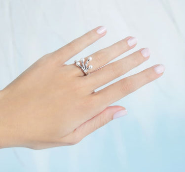 Silberring mit Mini-Perlen