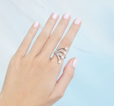 Silberner Perlen-Tiara-Ring
