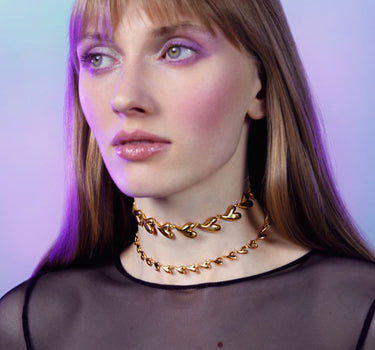 Goldenes Herz-Choker-Kettenset