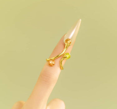 Goldener mutiger Midi-Ring mit Opal- und Topas-Kristallen