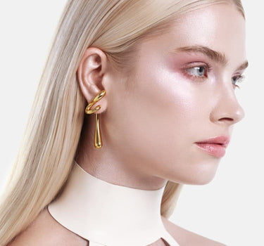 Große Gedrehte Tropfen-Ohrringe - Gold