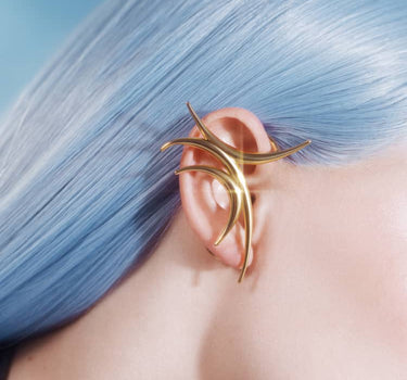 spiked full ear cuff in gold