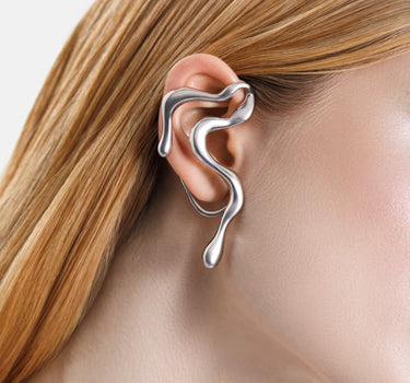 gewellter ohrclip aus silber