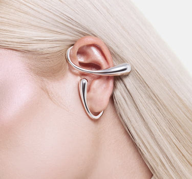 Zwei-Tropfen-Earcuff - Silber
