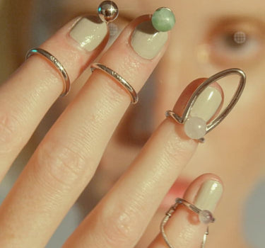 Silbernes Nagelring-Set
