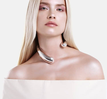 Asymmetrische Tropfen-Halskette - Silber