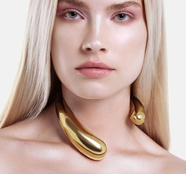 Asymmetrische Tropfen-Halskette - Gold