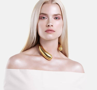Asymmetrische Tropfen-Halskette - Gold