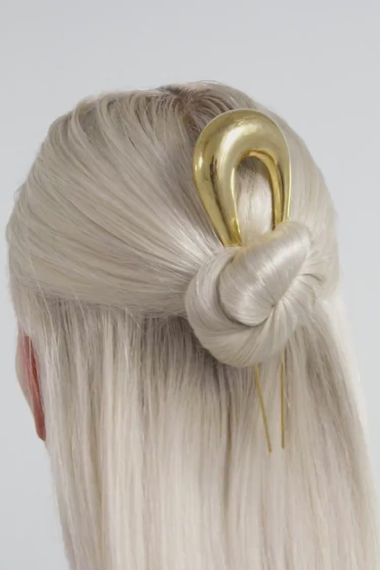 Haarclip aus 24-karätigem Gold in Tropfenform