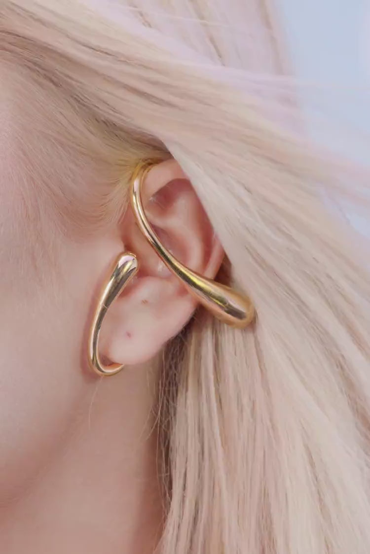 Zwei-Tropfen-Earcuff - Gold