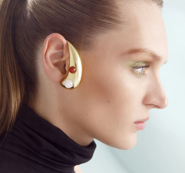 Ear Cuff in Gold mit Halbedelsteinen