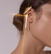 T shaped bar ear cuffs in gold